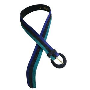 Vintage Jaeger Blue Black Turquoise Suede Belt Size 32